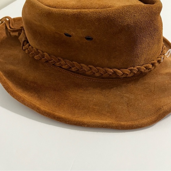 Western Cowboy Brown Leather Braided Hat Made In The USA main image 10